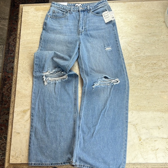 bp Denim - BP high-rise wide leg jeans women’s 29 100% cotton Vtg light destroy